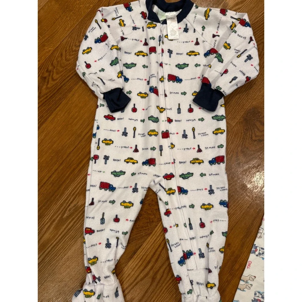 Carter's Circo Pajamas Bundle Kids 2T‎ White Blue Vintage Cars Dogs PJs Set